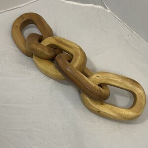 hand carved wooden chain seamless 5 large links from a single piece of wood